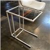 Image 3 : 2 pc - White w/ Glass Top & White w/ Chrome Base Side Tables - 22x14x25.5" / 18x10x25"