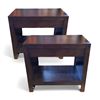 Image 1 : 2 pc - Single Drawer Dark Brown Wood Bedside Tables - 31x18.5x28"