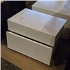 Image 2 : 2 pc - White Modern Bedside Tables w/ 2 Drawers - 24x16x17"