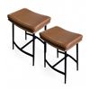 Image 1 : Brown Leather Counter height Bar Stools w/ Metal Legs - 17x13x26"