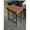 Image 2 : Brown Leather Counter height Bar Stools w/ Metal Legs - 17x13x26"