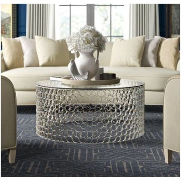 Bernhardt Candide Coffee Table/ Glass Top - RV: $2200 - Dimensions:40x18.5"