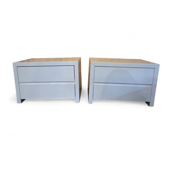 2 pc - Modern White Bedside Tables w/ 2 Drawers - 24x18x16"