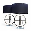 Image 1 : 2 pc - Chrome Modern Lamps w/ Black Lamp Shades - 25" H