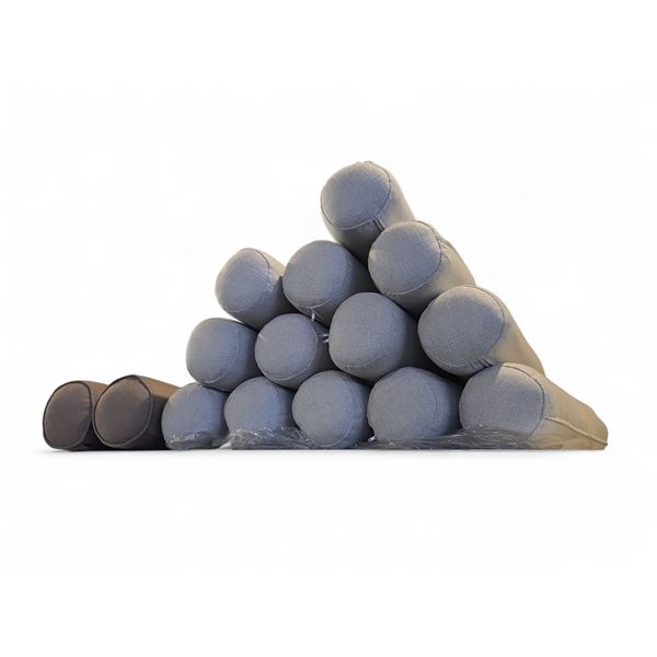 Group - Approx. 13 Cream Coloured & 2 Tan Coloured Tubular Pillows