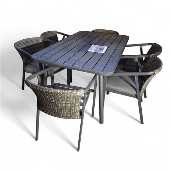 Outdoor Patio Set - Table & 6 Chairs - 63x37.5x29"