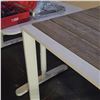 Image 3 : Outdoor Patio Dining Table w/ White Metal Legs - 87x39x29"