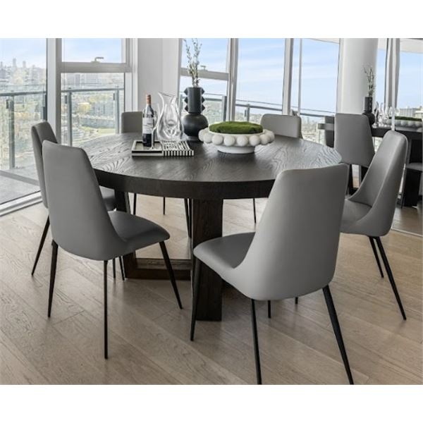 Round Oak Dining Table (Black) - 60x30"