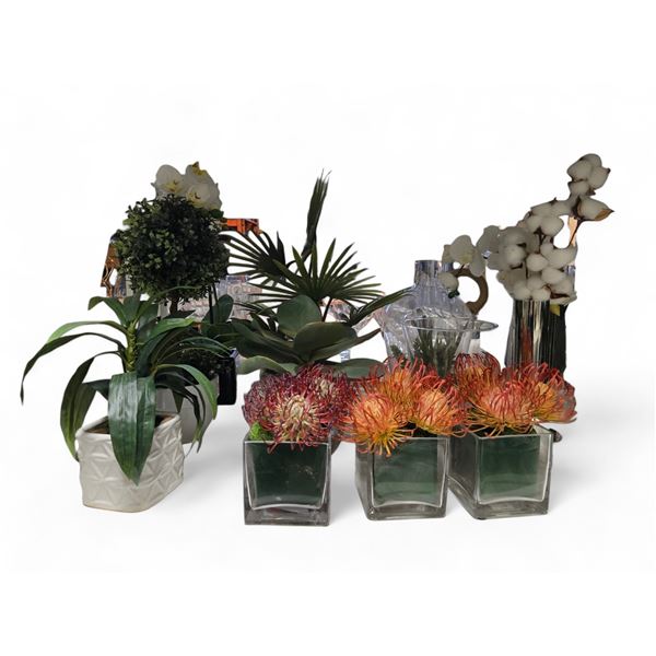 Group - Faux Plants in Various Vases