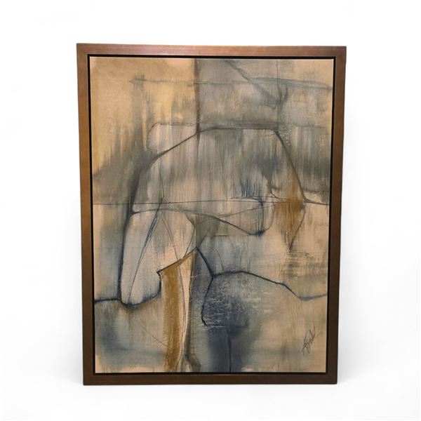 Leftbank Abstract Art on Canvas in Bronze Frame - 52x40" - RV $1,200