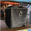 Image 2 : Faux Fur Black Ottoman - 17x17x18"