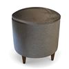 Image 1 : Grey Suede & Fabric Ottoman w/ Wood Legs - 17x19"