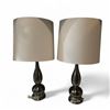 Image 1 : 2 pc - Steel Lamps w/ Cream Colored Shades - 30"H