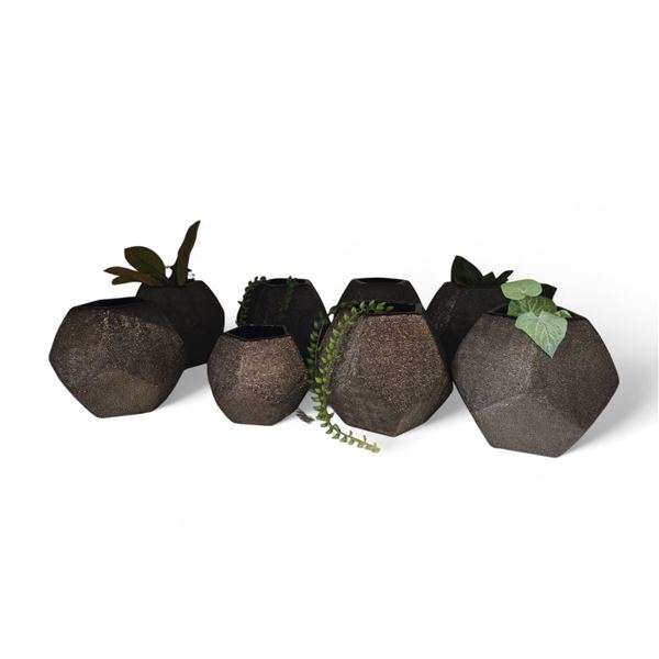 Group - Silver Colored Modern Planters / Vases