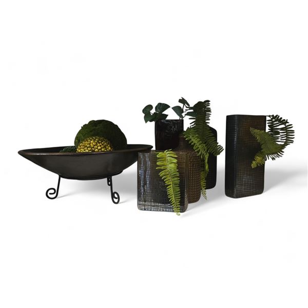 Group - Large Fruit Bowl, Glass & Ceramic Vases