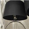 Image 3 : 2 pc - Chrome & Glass Modern Lamps w/ Black Shades - 26"H