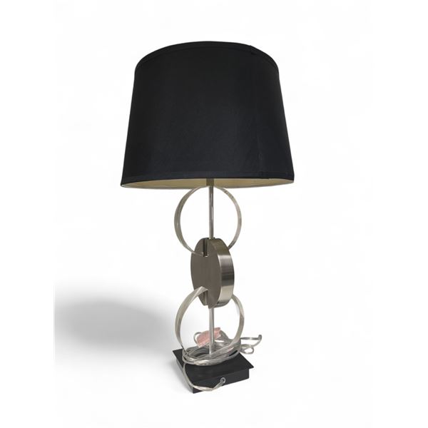Glass & Stainless Lamp w/ Black Shade - 27"H