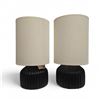 Image 1 : 2 pc- Dark Brown Glass Lamps w/ Cream Color Shades - 15"H