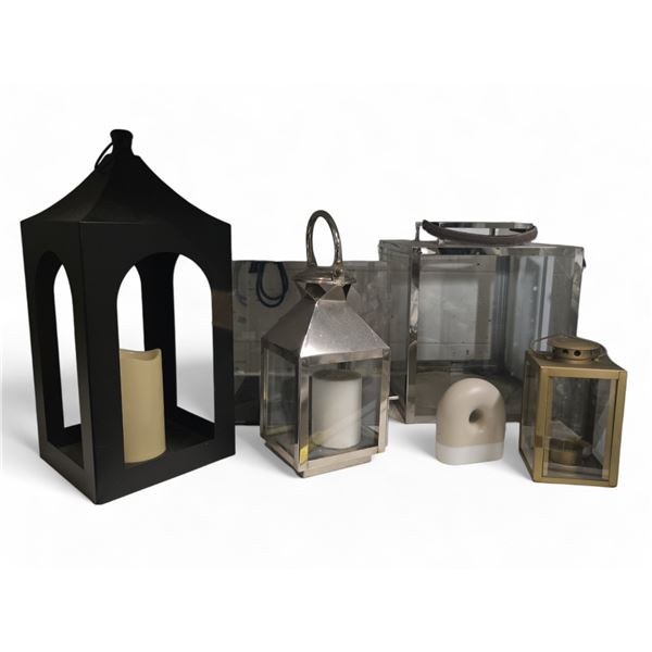 Group - Various Size & Colored Candle Lanterns