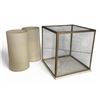 Image 1 : Glass Marble & Gold Framed Lantern Box w/ Large Wax LED Candles