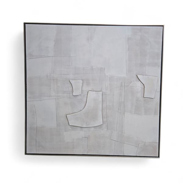 Framed White Toned Abstract Art on Canvas - 40x40"