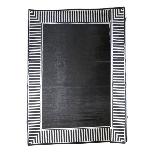 Outdoor Black & White Area Rug - 144x94"