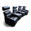 Image 1 : Scan Dsign Black Leather Reclining Theater Sofa w/ Adjustable Headrests - RV: $8000
