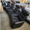 Image 3 : Scan Dsign Black Leather Reclining Theater Sofa w/ Adjustable Headrests - RV: $8000