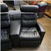 Image 4 : Scan Dsign Black Leather Reclining Theater Sofa w/ Adjustable Headrests - RV: $8000