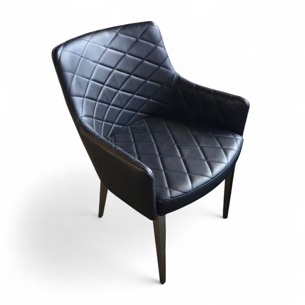 Quilted Black Leather Chair w/ Chrome Legs