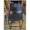 Image 2 : Black Leather Counter Height Stool w/ Metal Legs