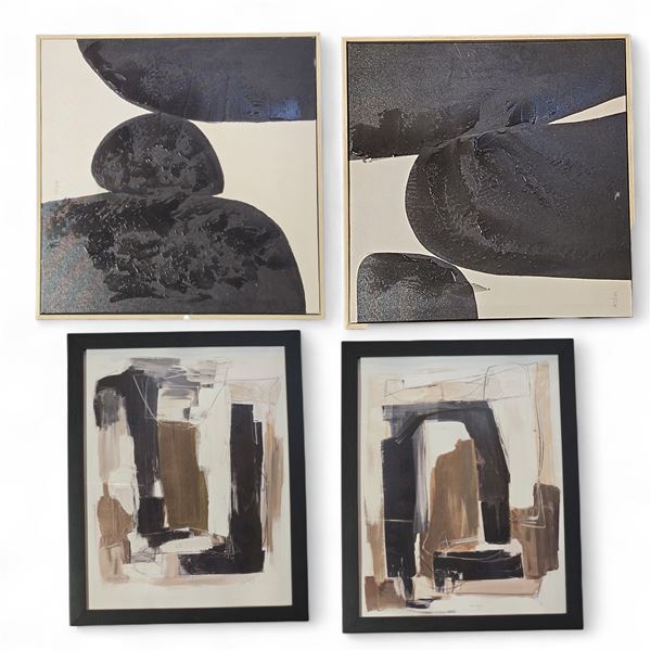 4 pc - Abstract Art - 16.5x16.5" & 12x15"