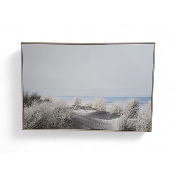 Framed Beach Scene on Canvas - 37x25"