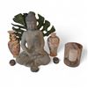 Image 1 : Group - Cloisenet Vases w/ Buddha Statue, Rocks & Candle