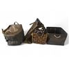 Image 1 : Shelf - Baskets Leather Bin, Wicker Basket, etc. - 4 pc