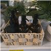 Image 3 : Group - Modern Décor Piece, Vases, Faux Plants, Wicker Basket w/ Pump Bottles, etc.