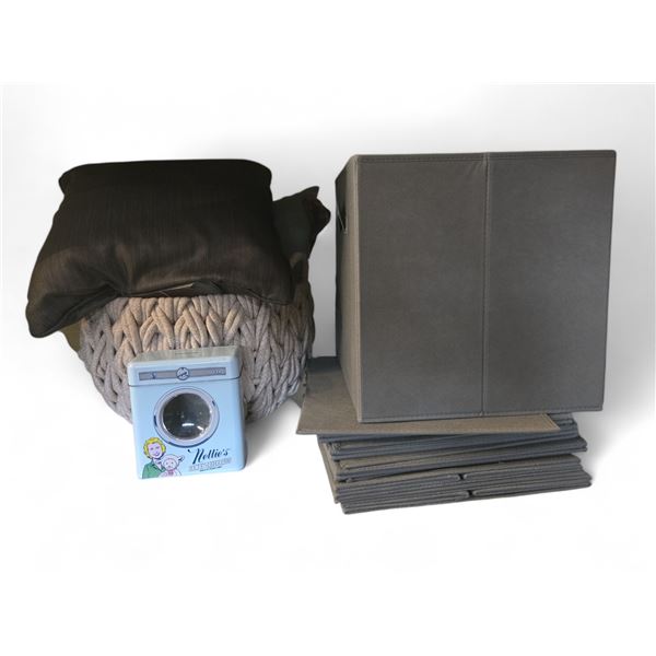 Group - Organization Cubes, Blanket, Pillows, Woven Basket, etc.