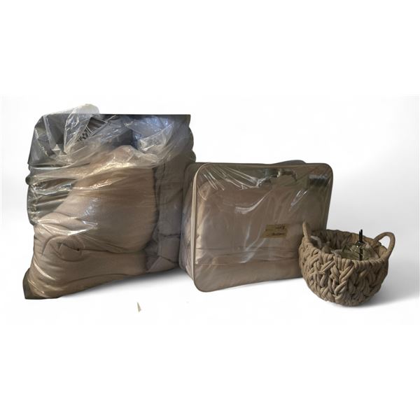 Shelf - Spa Kit Includes Robes, Towel, Meditation Statue, Basket, Bag w/ Comforter & Pillows