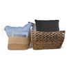 Image 1 : Group - Wicker Basket w/ Pillows, Cream/Beige Coloured Basket, etc.