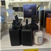 Image 3 : Group - Hand Soap/Lotion Black Pump Bottles, Candle & Empty Designer boxes