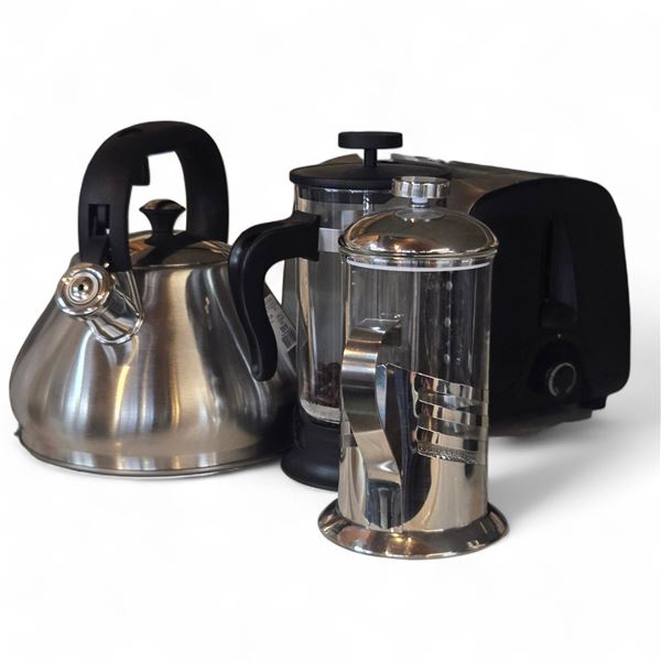 Group - Prop Toaster, Kettle, French Press Coffee Makers