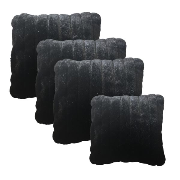Shelf - x4 Fuzzy Black Throw Pillows