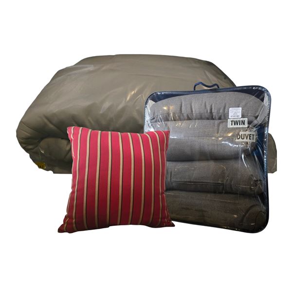 Shelf - Red & Gold Throw Pillows w/ x4 Grey Pillows