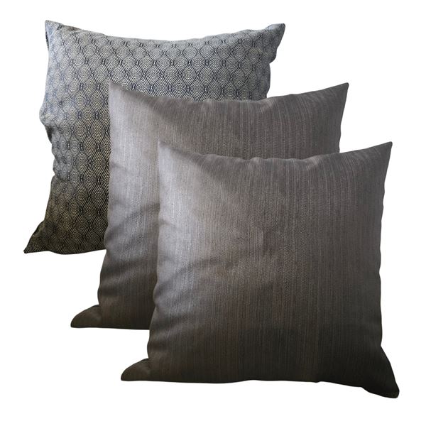 Shelf - x3 Throw Pillows - x1 Geometric Design & x2 Charcoal Color