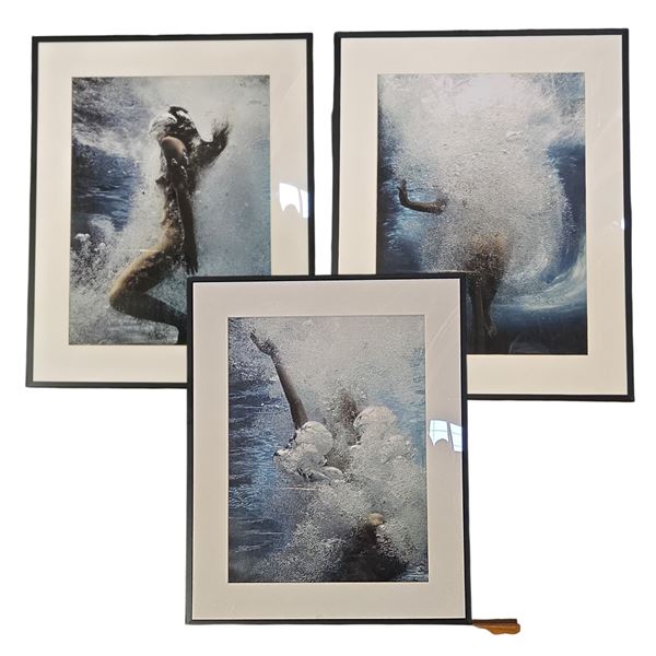 3 pc - Prints of Swimmer in Water - 16.5x20.5" Each (x3)