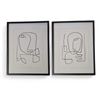 Image 1 : 2 pc - Black & White Picasso Style Print - 27.5x22.5"