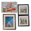 Image 1 : 4 pc - (x2) Abstract 18x18" / Nike Lego Block Shoe 28x20" & Buildings in Perpective 17x21"