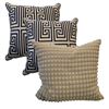 Image 1 : Shelf - x4 Throw Pillows - White / Beige Textured, Charcoal & Blue / White Greco Design