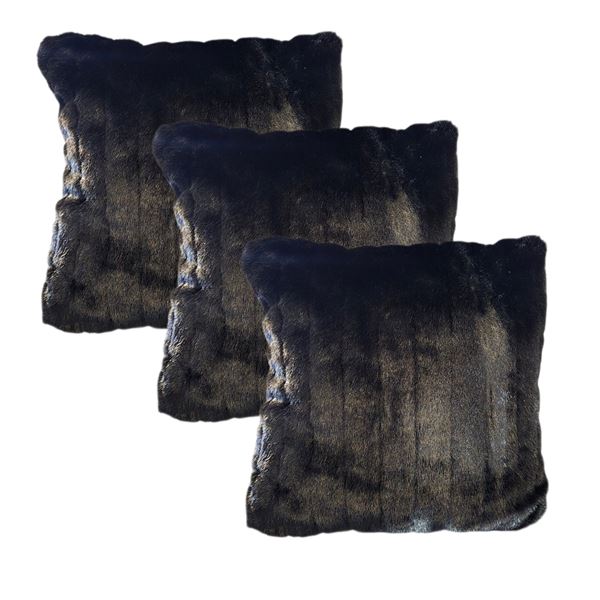 Shelf - x3 Black Fuzzy Throw Pillows