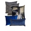 Image 1 : Shelf - x5 Throw Pillows - Black & White Striped, Abstract Design, Blue, Black